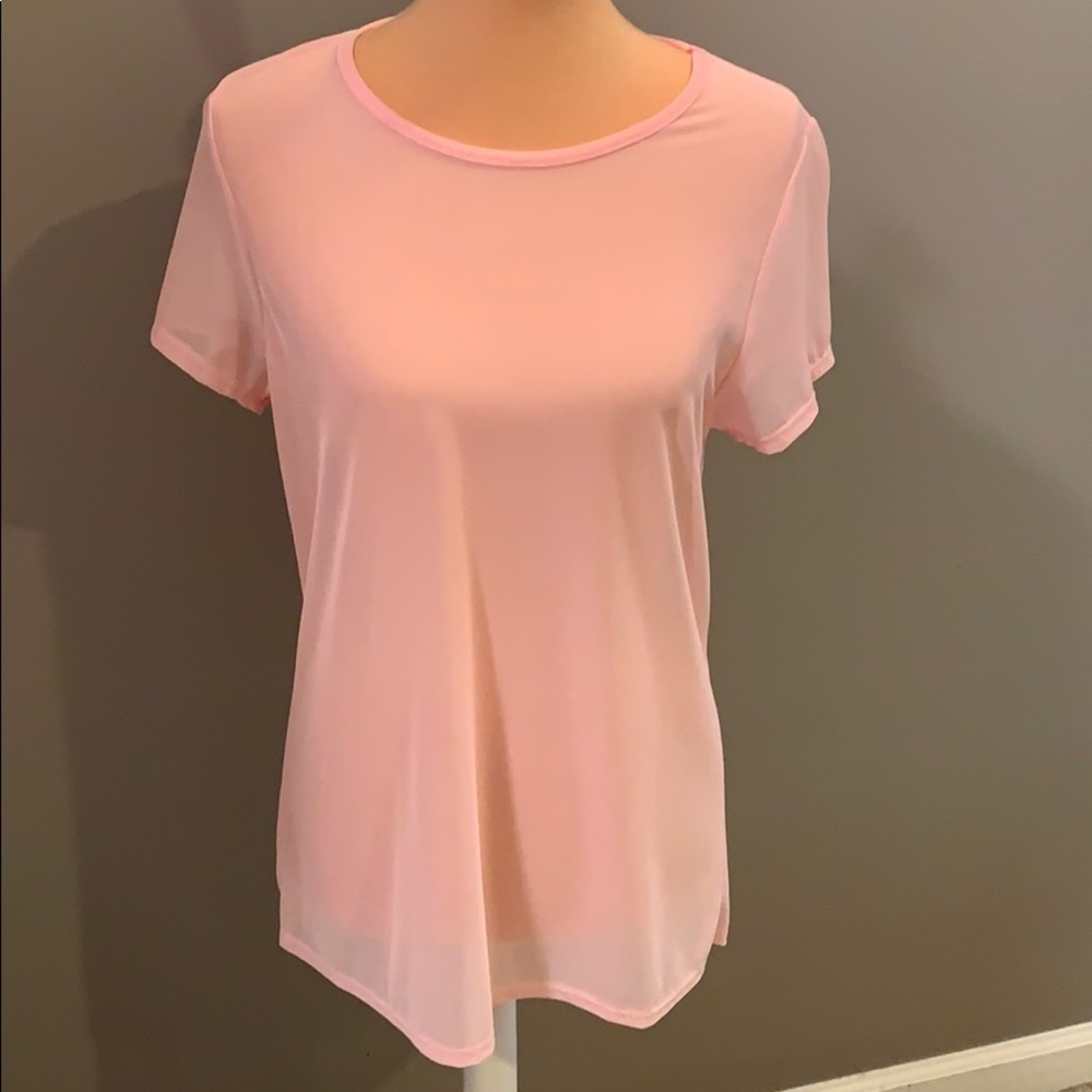 Krush Pink Short Sleeve Sheer Tee L